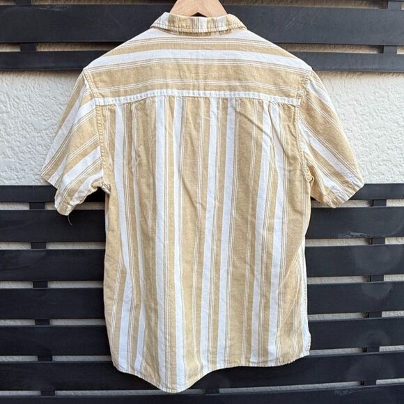 Katin Ian Linen Blend Shirt in Brass ( Tan and White Stripe ) | Medium - Picture 4 of 7